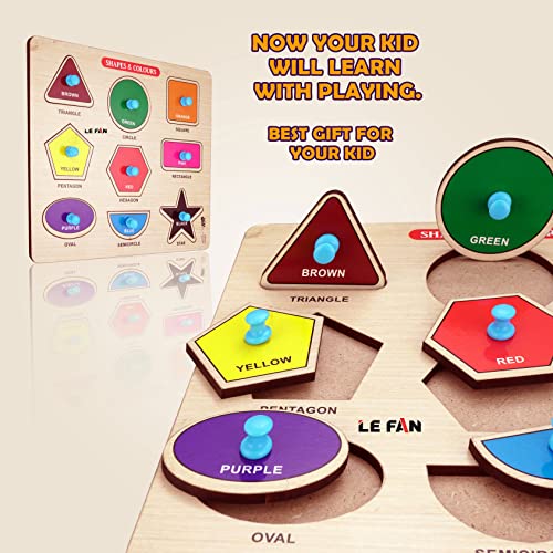 Image of Lefan Wooden Puzzles Wooden Educational Shape Color Puzzle Geometric Recognition Board Toys Perfect for Developing Creativity for Kids