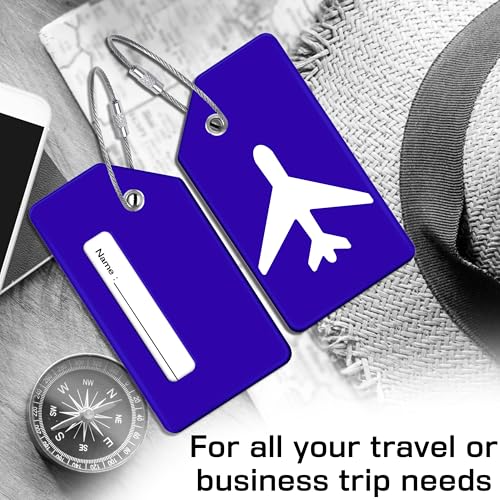 Image of Storite Luggage Tags, Silicon Luggage Tags with Steel Loop Travel Bag Tags for Easily Identification of Bags (3, Deep Blue)