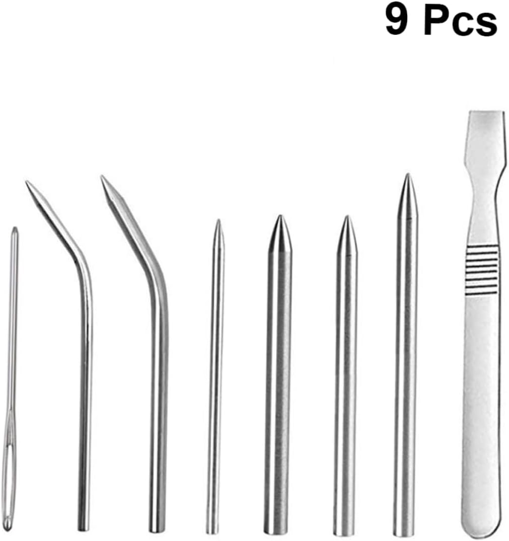 KONTONTY 9 in 1 Lacing Needle Set DIY Bracelet Weaving Tool Smoothing Tool and Storage Box