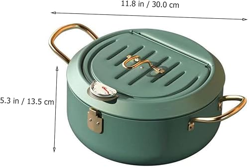 Miniatura 2 de Hemoton Termómetro de freidora de acero al carbono, sartén portátil, ahorro de aceite, mini olla para freír