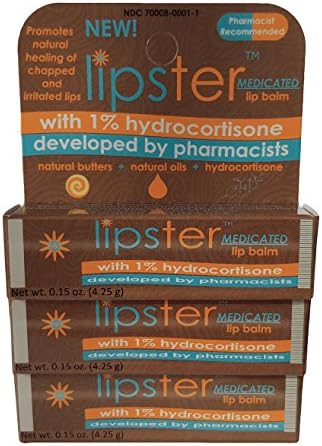 Lipster Medicated Lip Balm with 1% Hydrocortisone (3 pack)