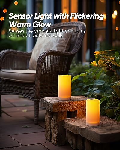 Image of Homemory Solar Candles Outdoor Waterproof, Sensor Only, Dusk to Dawn, 3 inchx5 inch