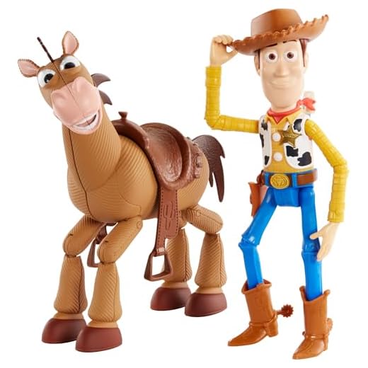 Mattel GDB91 - Toy Story 4 2er Actionfiguren Pack Woody und Bully Abenteuerset, 17 cm Spielzeug und Pferd ab 3 Jahren, Mehrfarbig