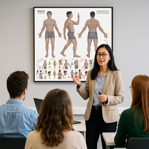 Image of Miridia Acupuncture Chart - Huge Laminated Anatomical TCM Meridian & Points Poster - Clinic /Study Use - Accurate Acupuncture Point Chart - Clear Labels - Comprehensive Meridian System - 36x36, Male