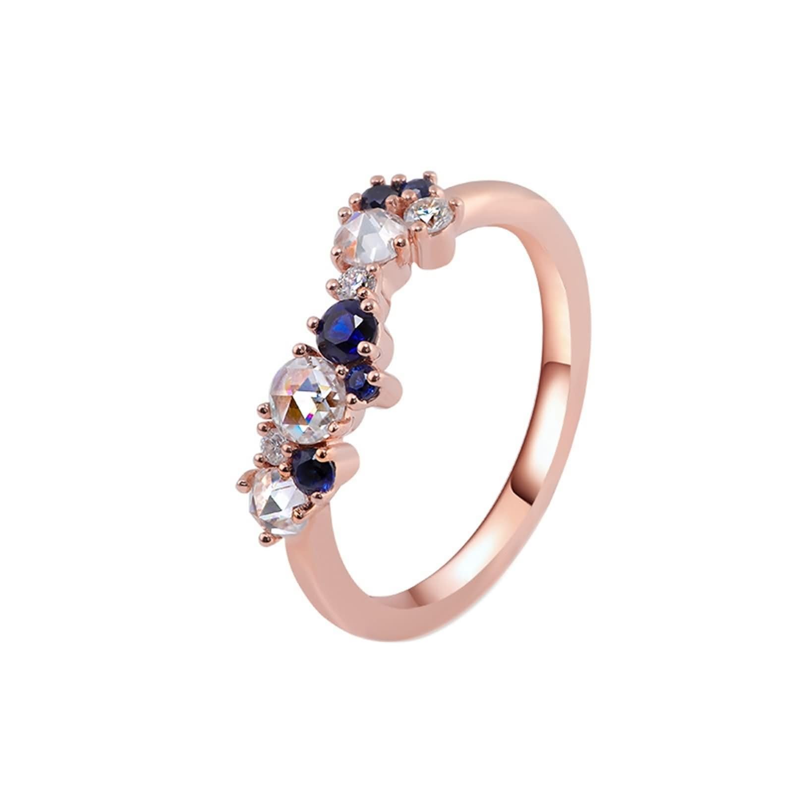Wycian Promise Anillo para hombre, anillo para mujer, oro rosa, 9 K, moissanita, talla redonda, color blanco, apto para San Valentín, anillo de compromiso único