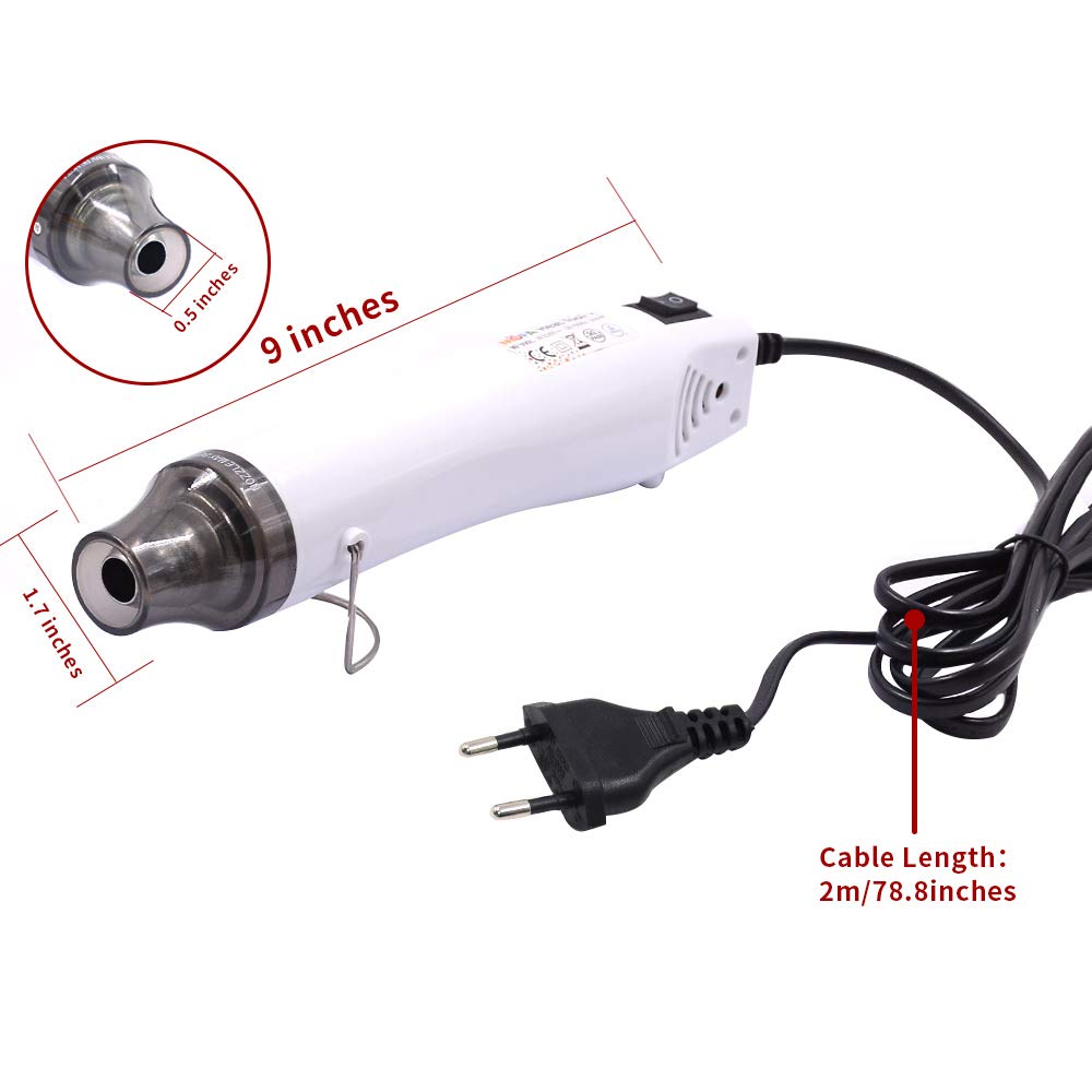 mofa Neu Mini Heißluftpistole Elektrische 300W Mini Shrink Heat Tool Embossing Heat Tool Mini Heißluftfön DIY Werkzeug (Weiß)