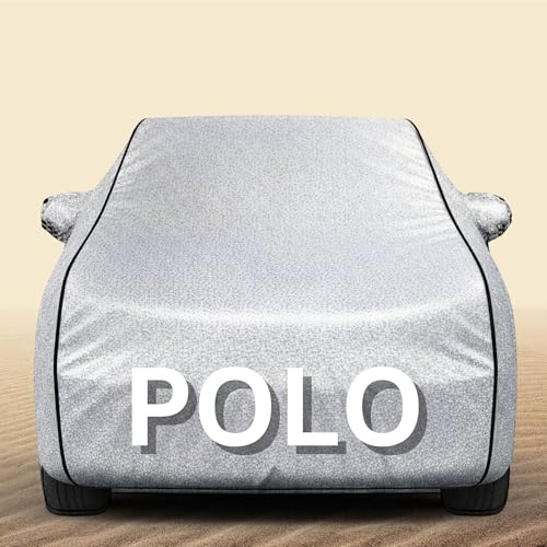 Image of 100% Waterproof Polo Car Cover Heavy Duty - Premium Polyester Car Body Cover, All Weather Outdoor Protection, UV Resistant, Dustproof, Windproof, Heat Resistant, Scratch Resistant (Silver)