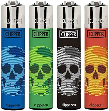 Zactly - Set of 4 Clipper Lighters, Various Assorted Designs, Regular Size Slogan Herb Leaf Weed Leaves Gas Refillable Flint Lighter (Mix Color Nebula)