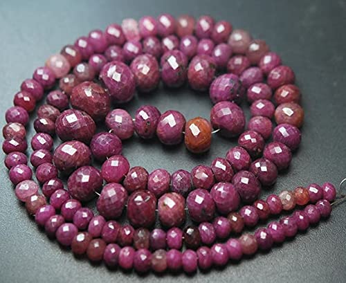 Faceted rondells natural ruby perles de rubis véritable 5-7mm pour création