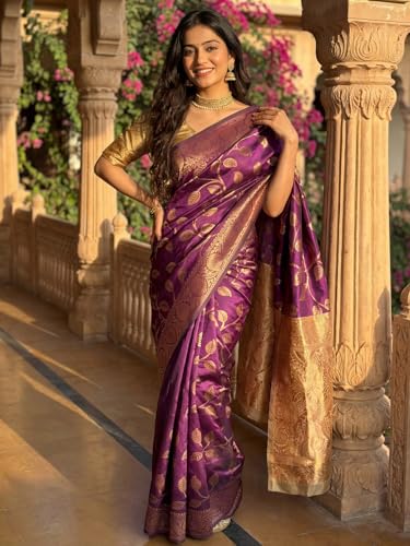 Image of AKHILAM Women's Kanjivaram Pure Soft Silk Saree For Women Saree With Unstitched Blouse Piece |Soft banarasi saree for women|silk saree pure silk