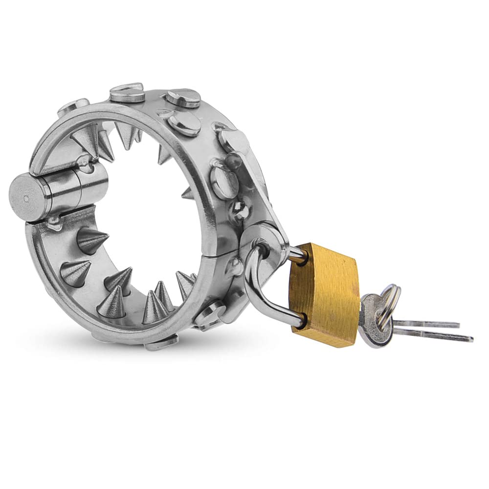 HeYie Penis ring scrotum ring with spikes stainless steel testicle ring penis torture CBT penis stimulation sex toy bondage chastity lock SM slave sex toys BDSM cock ring scrotum ring (Size : 21mm)