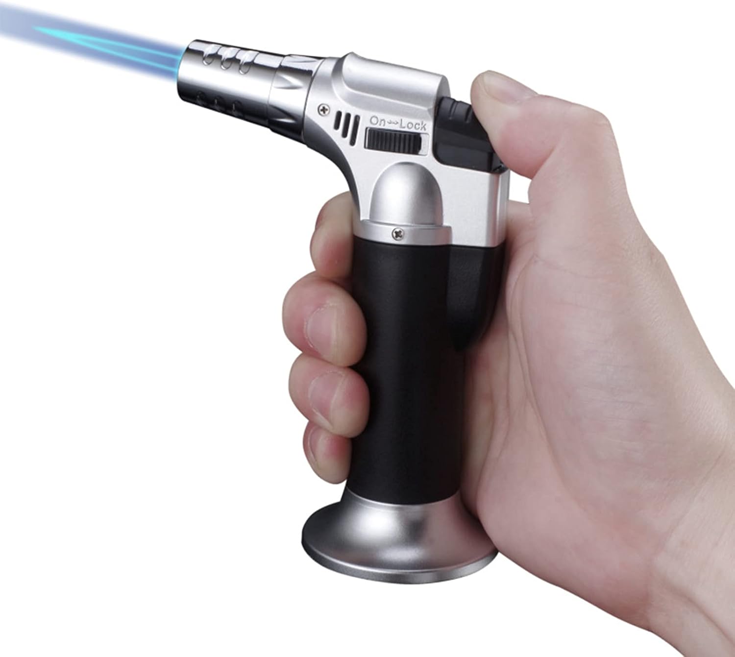 HB1 Refillable Butane Torch Lighter with Adjustable Flame, Professional Culinary with Safety Lock, Kitchen Blow Torch for Outdoor BBQ Smoking