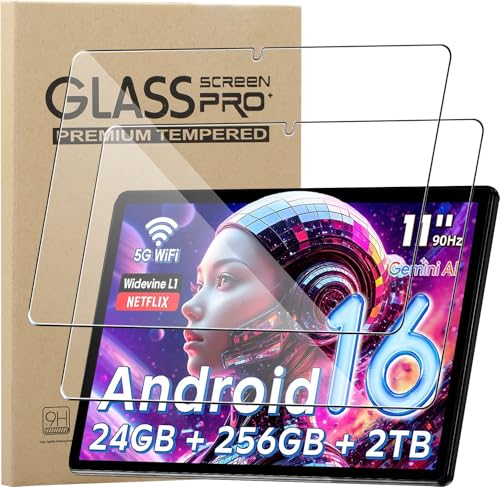 KZIOACSH 2 Pack Screen Protector for Raemond M70/Raemond Android 16 Tablet 11 Inch, Ultra Clear 9H Hardness Touch Sensitive Anti-Scratch Anti-Fingerprint Protective Tempered Glass Screen Guard by KZIOACSH - Used condition - CA$11.83