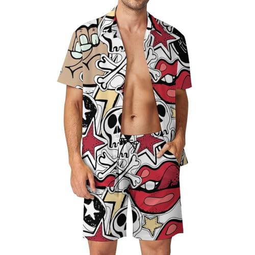 Chemise Hawaïenne Homme Crâne À Lèvres Rouges : fini les tenues de plage fades et inconfortables