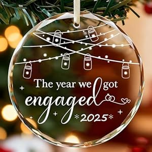 Engagement Gifts for Couples, Funny Engagement Presents, Crystal Glass Keepsake Christmas Ornament, Personalised Wedding Gifts for Bride and Groom (A)