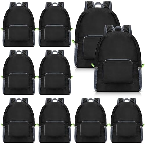 Jexine 10-Pack 16.5" Black Backpack Bulk for Travel & School