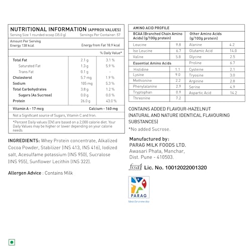 Image of avvatar PERFORMANCE WHEY PROTEIN | 2Kg | Chocolate Hazelnut Flavour | 26g Protein | 57 servings