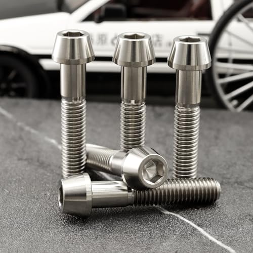 Image of RISON Titanium Bolts Ti Bolt M8*1.25 * 15 Hex Tapered Socket Head 5Pcs Original Titanium Hex Tapered Head Bolt Screw for Bike stem