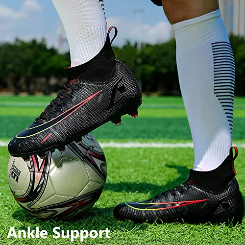 Hhy 108-BLACK-45 Men'S Soccer Cleats Football Shoes High-Tops Non-Slip Spikes Sports Athletic Firm Ground Turf Field Hockey Boots Black Eu 45 thumb #4