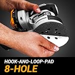 Cordless Orbital Sander: DEKOPRO 20V Random Orbit Sander, 5inch Power Palm Sander Electric Sanders Tool with Battery, Charger, Dust Collector, 16 Pcs Sanding Discs for Woodwroking - Image 5