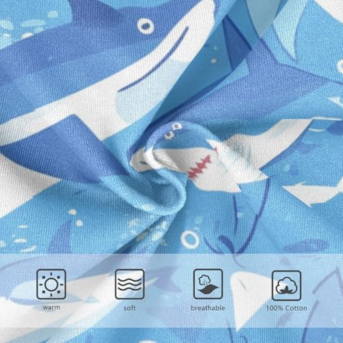 KLL Sharks Water Blue Pattern Little Boys Pure Cotton Boxer Briefs Breathable Children Undies3