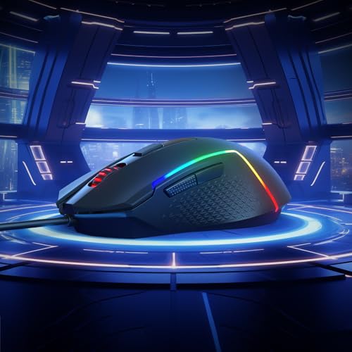 M616 RGB Gaming Mouse, 10000 DPI Wired Optical Gamer Mouse con 6 Pulsanti Programmabili & 8 Modalità Retroilluminate, Software Supporta Tasti DIY - Mouse gaming - Immagine 8