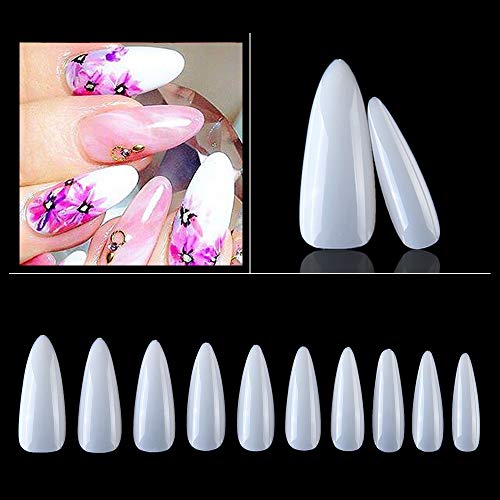 Arofaue 500 Stück Stiletto Nagelspitzen Voll Abdeckend Falsche Nagelkunst Tipps in 10 Größen,für Nagelstudios und DIY… – Bild 7