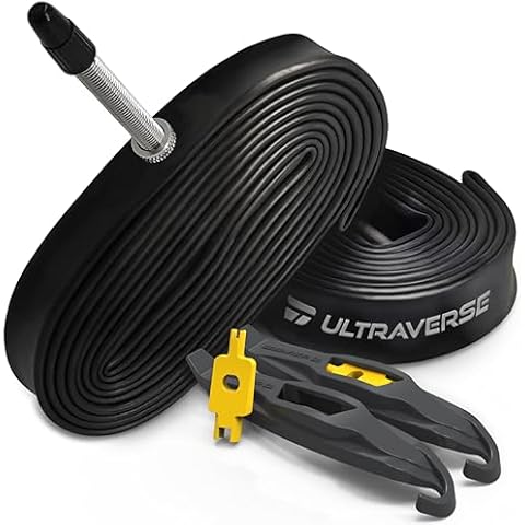 Ultraverse Bike Inner Tube for 700x35-43c, 28 inch Bicycle Wheel Sizes with 48mm Presta Valve - Butyl Rubber Tubes for Road and Gravel Bikes - 2 Tubes with 2 tire levers Included Cover