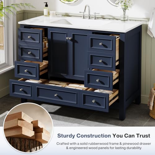 Image of Tribesigns 48 inch Modern Bathroom Vanity Cabinet with Acrylic Basin Combo