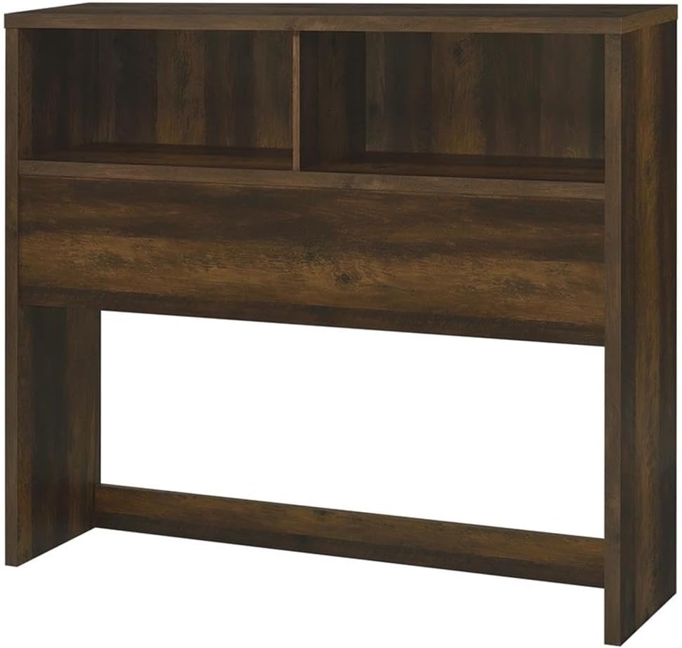 Pemberly Row Transitional Full Bookcase Headboard, 49 in, Dark Pine Finish, Engineered Wood with Scratch-Resistant Laminate, 2 Open Storage Cubbies, Rustic Bedroom Décor for Small Spaces