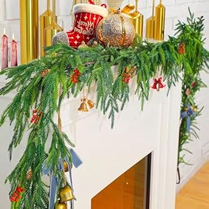 Norfolk Pine Garland 6ft Realistic Artificial Greenery for Table Mantle Wall Indoor and Outdoor Christmas Decorations