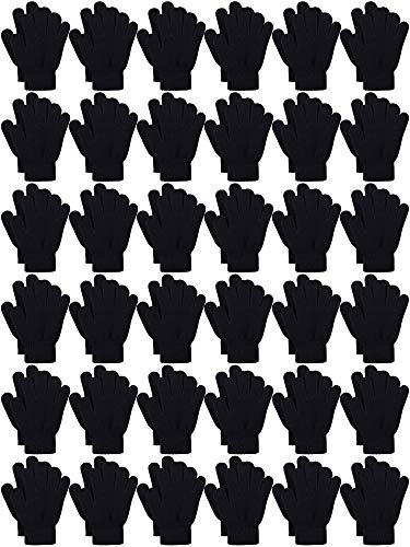 Cooraby 36 Pairs Kids Winter Magic Gloves Knitted Full Finger Stretchy Gloves for Boys Girls