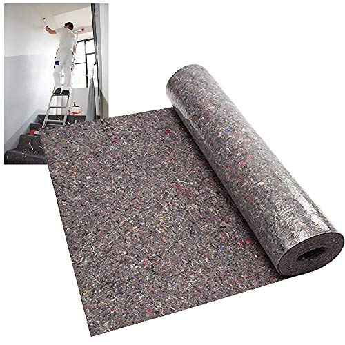 Froadp 50㎡ Bâche Protectrices de Peinture 180g/m² Couverture en Molleton avec Revêtement Antidérapant PE Sous-couche Film Tapis pour Protection des sols Toutes...