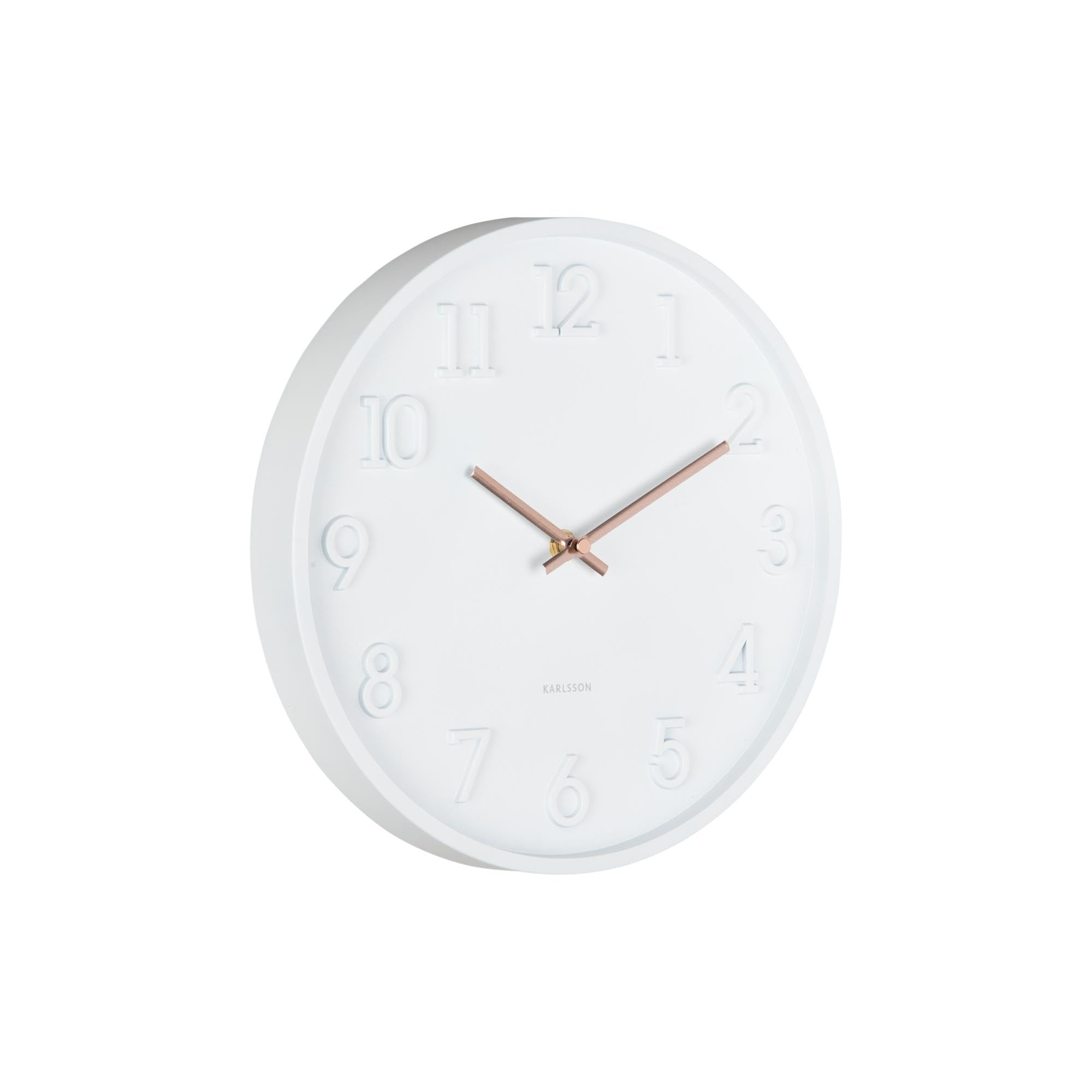 Karlsson White Wall Clock Calma – 30Cm Scandinavian Wall Clock With Silent Sweep Movement And Debossed Numbers (White)