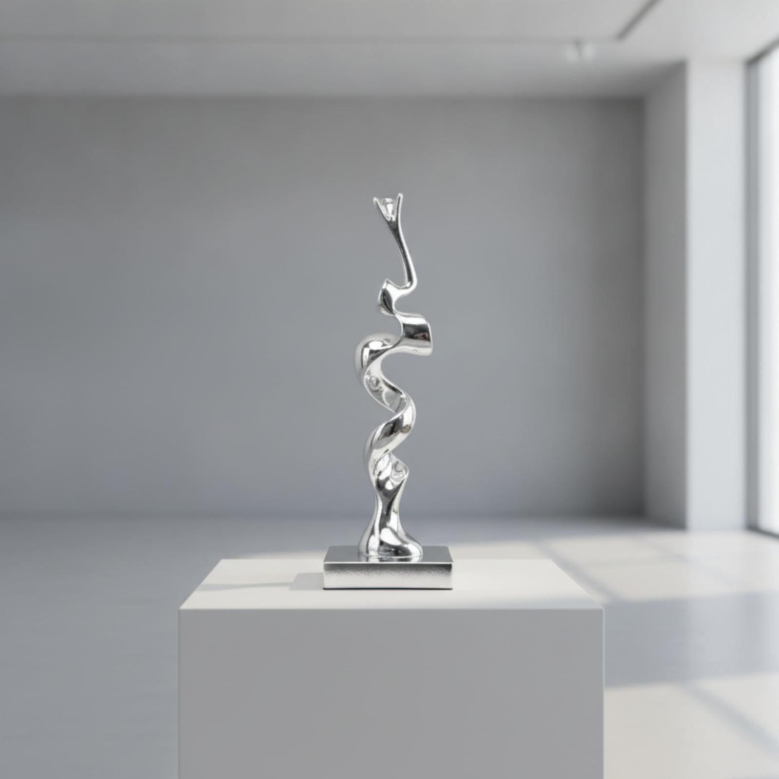 Baoblaze Estatua Escultura Moderna Decorativa Ornamental Figura Resina de Estilo Actual con Reflejo Intenso y Forma en Espiral con Base Cuadrada Adecuada para, 12 12 37cm