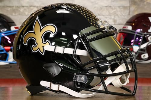 New Orleans, Saints Collectible Speed Display Helmet - GG Special Edition - with Free USA Flag Decal - Green Gridiron 02602