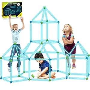 140pcs Kit De Construcción para Niños 140 Piezas Que Brillan En La Oscuridad Air Forts Constructor De Regalo Juguetes para De 4 5 6 7 8 9+ Años De Edad Niñas DIY Fort Building Túneles Tienda De