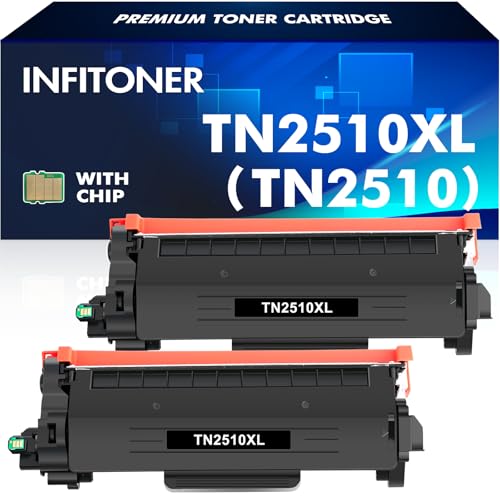 TN2510 TN2510XL TN-2510XL Toner Cartridge Compatible for Brother TN-2510 TN 2510XL TN 2510 for HL-L2400DW HL-L2400DWE MFC-L2800DW DCP-L2620DW MFC-L2860DWE DCP-L2627DW With Chip (2-Black)