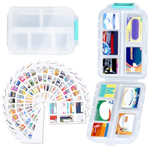 Image of Large Pill Organizer Travel with 189 Medicine Labels, 10 Compartments Travel Medicine Organizer Travel Pill Box Purse Pill Case Compact Pill Organizer Pill Container (White, 1 Pack)
