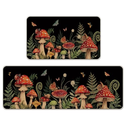 Livcoz Mystical Forest Mushroom Kitchen Rugs