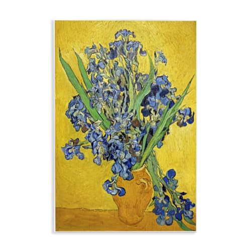 Vincent Van Gogh Iris Flower, 13 x 19 Inch Mounted Print on Wall Plaque