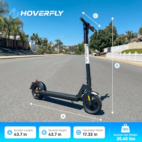 Image of HOVERFLY Electric Scooter for Adults, Max 10 /18 /25Miles&15.5 /20Mph Speed | 250 /500W Motor, 8.5 inch /10 inch Solid Tire, Big LCD Display with Cruise Control, Max Load 220lbs, Foldable Escooter for Commute