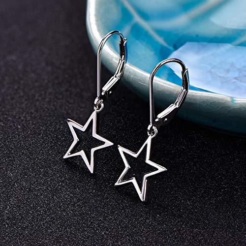 JO WISDOM Women Star Earrings,925 Sterling Silver Leverback Dangle & Drop Earrings,Jewelry for Women(Polar Star)3
