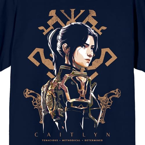 League of Legends Arcane Caitlyn Adult Navy Crew Neck Short Sleeve T-Shirt-Large2