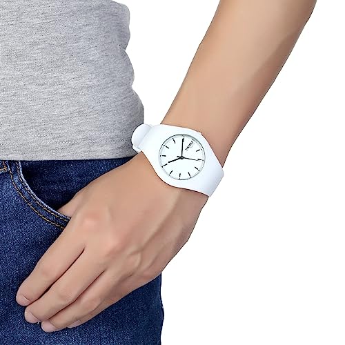 FANMIS Women Men Fashion Minimalist Analog Quartz Watch Unisex Casual Simple Style Ultra-Thin Sports Military Watch Waterproof Outdoor Watch with Silicone Strap4