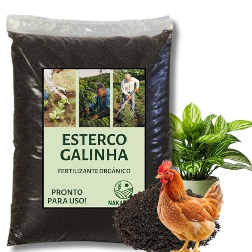 Esterco de Galinha Aves 5Kg Adubo Orgânico Natural Fertilizante P...