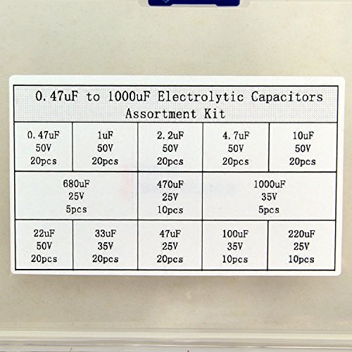 Electronics-Salon 0.47Uf To 1000Uf Electrolytic Capacitors Assortment Kit, 13 Values, Total 200 Pieces #TOP3