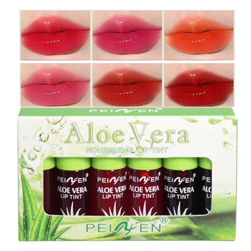 Allunodac Lip Stain, 6 Colors, Lip Gloss Set Lip Stain Long Lasting Waterproof, Lip Tint, Mini Liquid Lip Oil Tinted, Red Non-Stick Cup Hydrating Lip Tint for Cheek Women