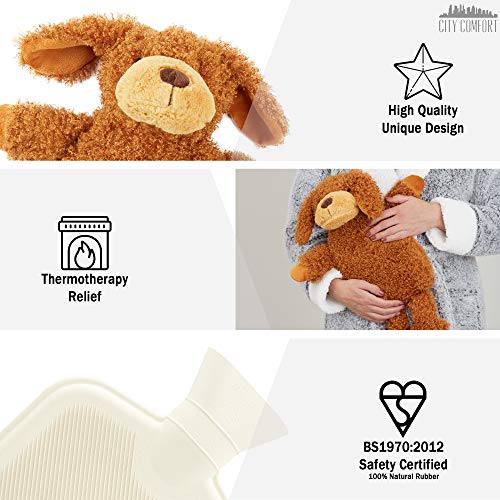 CityComfort Warmwaterfles met schattige en pluizige hoes, 1ltr warmwaterzak, kerstkousvullers voor kinderen, vrouwen en… - Image 6