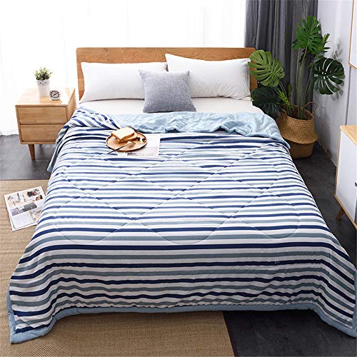 Couvre Lit Matelassée, Chickwin Rayures Rétro Doux Microfiber Couvre-lit Couverture de lit Jeté de Lit Dessus de Lit - Réversible Imprimé en Thème des Plaid (Bleu Vert,200x230cm)